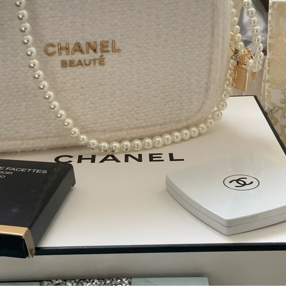 Chanel Pearl-Embellished Cream Bag